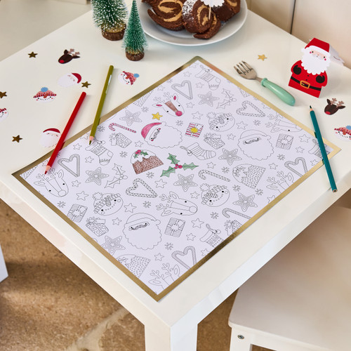 A pack of 4 Festive Friends Colour In Place Mats.