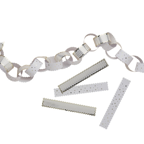 A pack of DIY White & Gold Scallop Edge Paper Chains.