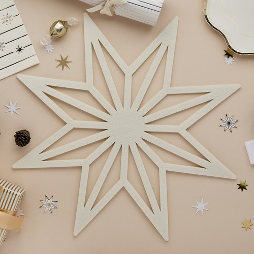 A pack of 4 White Star Felt Place Mats.