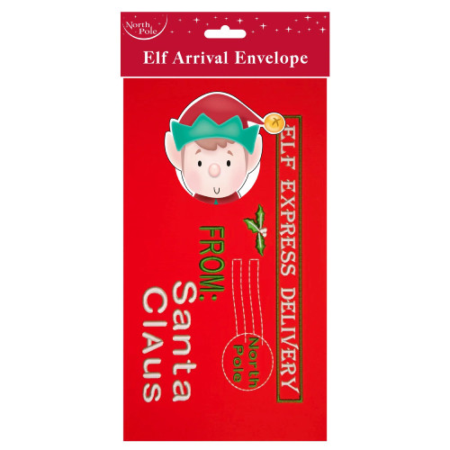 A Christmas Elf Arrival Plush Envelope.