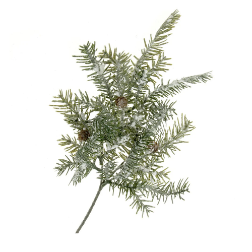 A 40cm Green & White Snow Pine Spray.