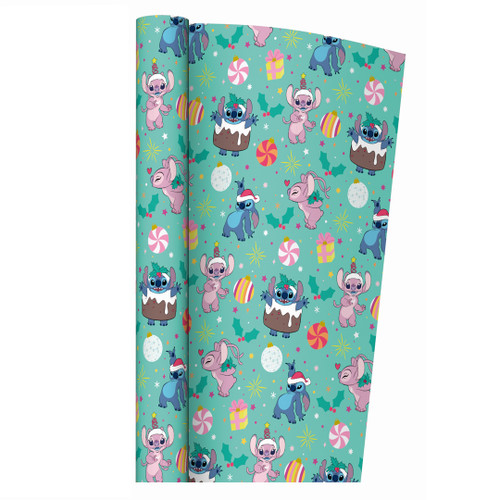 A roll of Lilo & Stitch Christmas Wrapping Paper, measuring approx 69cm x 2m.
