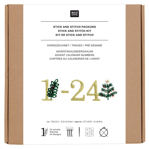 A Christmas Advent Calendar Stick & Stitch Embroidery Kit, manufactured by Rico Design.