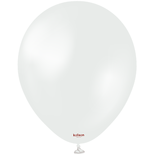A bag of 25 18" Pearl White Latex Balloons, manufactured by Kalisan.