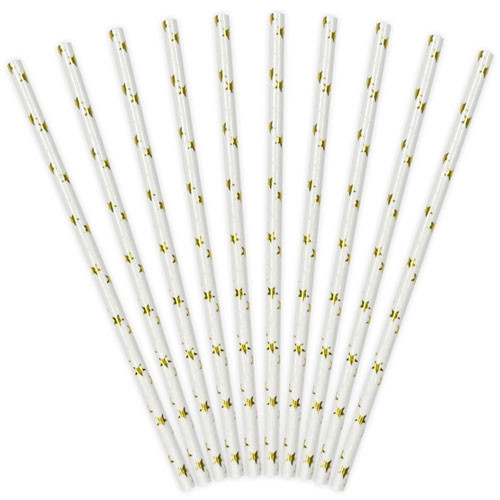 Stars Metallic Gold Paper Straws (10)