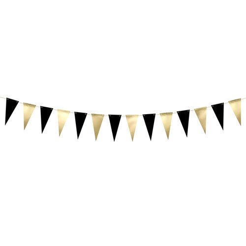 Black & Metallic Gold Paper Bunting - 2.15m (1)