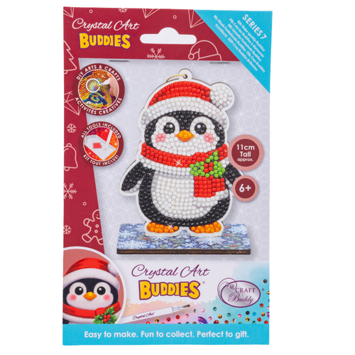 A Festive Penguin Crystal Art Hanging Buddies Kit, manufactured by Craft Buddy.