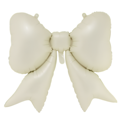 A 39 inch Cream Bow Foil Balloon.