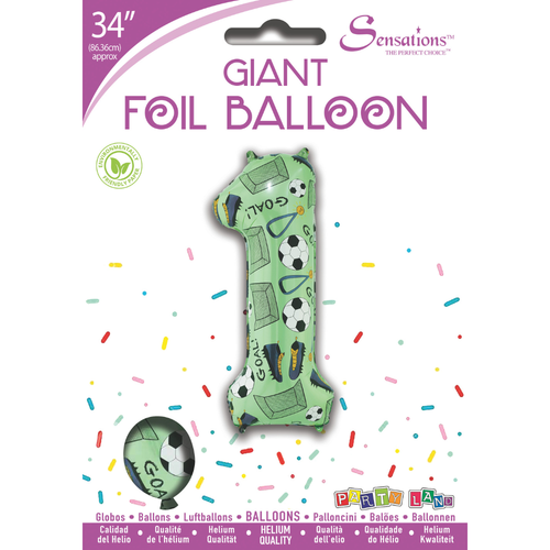 34 inch Green Football Number 1 Foil Balloon (1) - Image 2