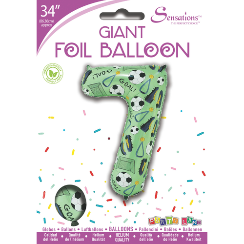 34 inch Green Football Number 7 Foil Balloon (1) - Image 2