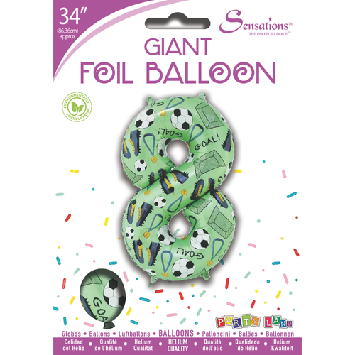 34 inch Green Football Number 8 Foil Balloon (1) - Image 2