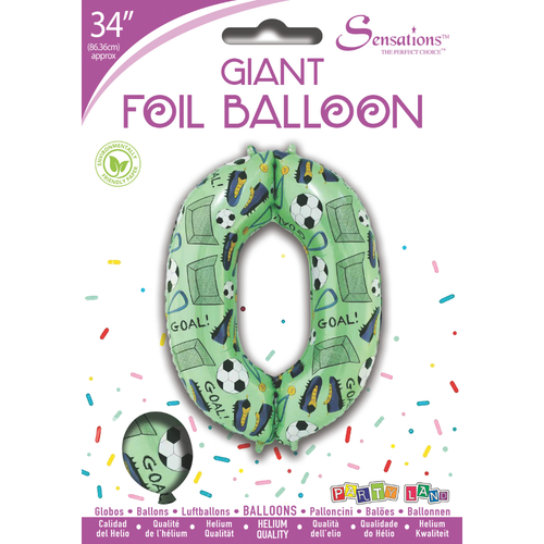 34 inch Green Football Number 0 Foil Balloon (1) - Image 2