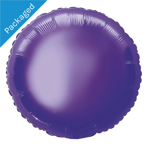 An 18 inch Solid Deep Purple Round Foil Balloon, manufactured by Unique.