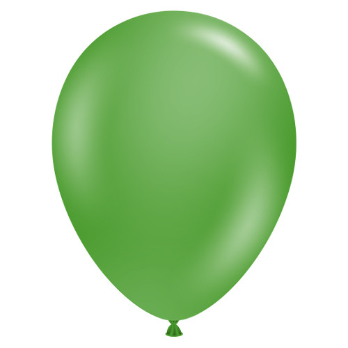 A pack of 50 11" Green Latex Balloons, manufactured by Tuftex.