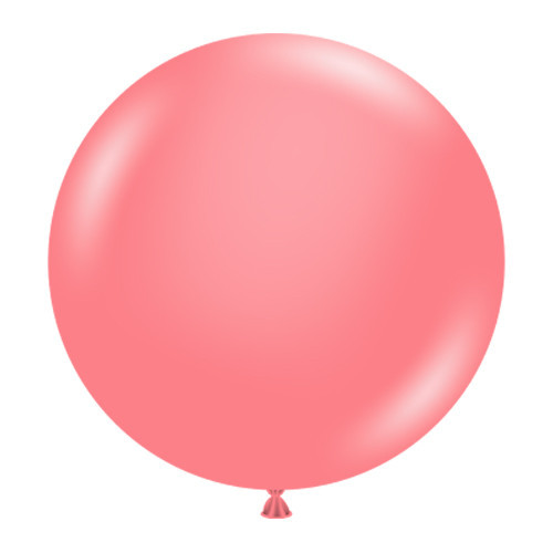 A pack of 25 17" Coral Latex Balloons, manufactured by Tuftex.