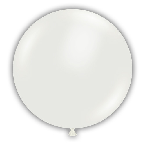 A pack of 25 17" White Latex Balloons, manufactured by Tuftex.