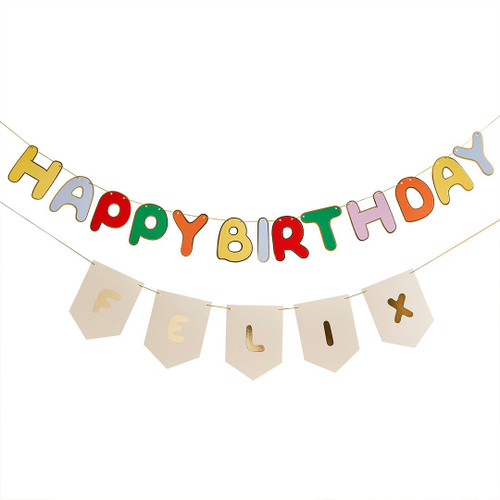 A 2m Playful Brights Customisable Birthday Card Banner.
