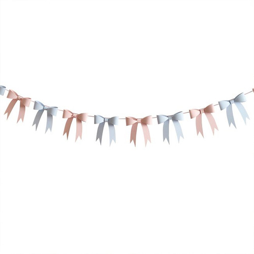A 2.5m Pastel Pink & Blue Bow Garland.