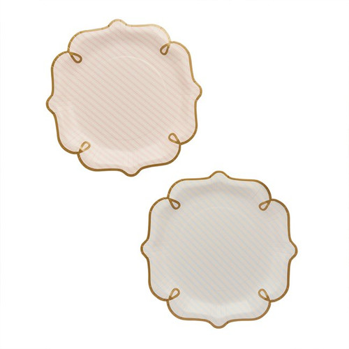 A pack of 8 Rococo Striped Paper Plates.