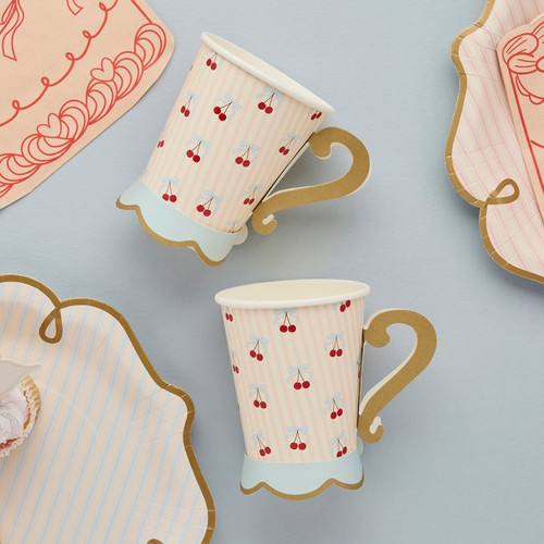 A pack of 8 Rococo Cherries Paper Cups.