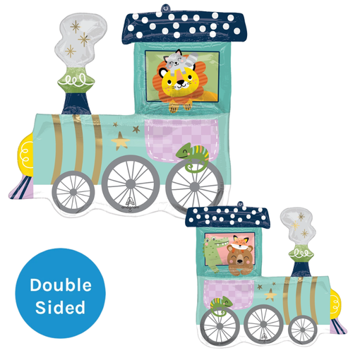 A 29 inch All Aboard Baby Train Supershape Foil Balloon, manufactured by Anagram.