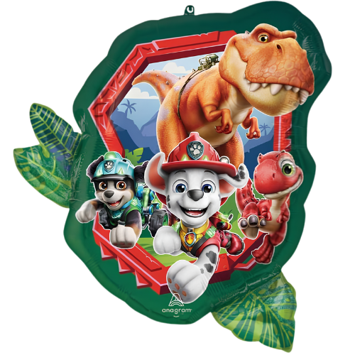 A 24 inch Paw Patrol The Dino Movie Supershape Foil Balloon, manufactured by Anagram.
