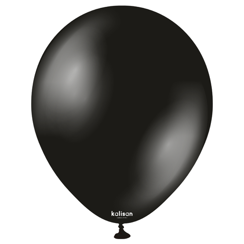 A pack of 50 11" Metallic Onyx Black Latex Balloons, manufactured by Kalisan.