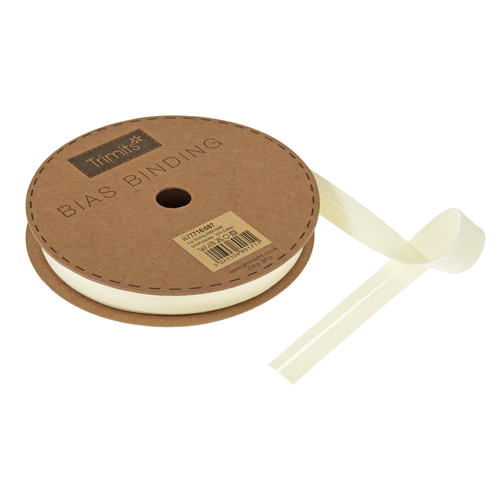 A reel of Cream Polycotton Bias Binding, measuring approx. 16mm x 20m.