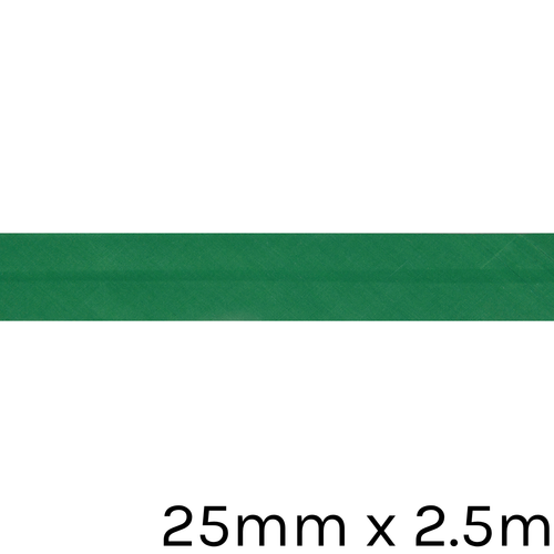 A reel of Emerald Green Polycotton Bias Binding, measuring approx. 25mm x 2.5m.