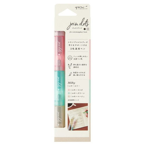 A pack of Midori Connecting Pen Join Dots Milky.