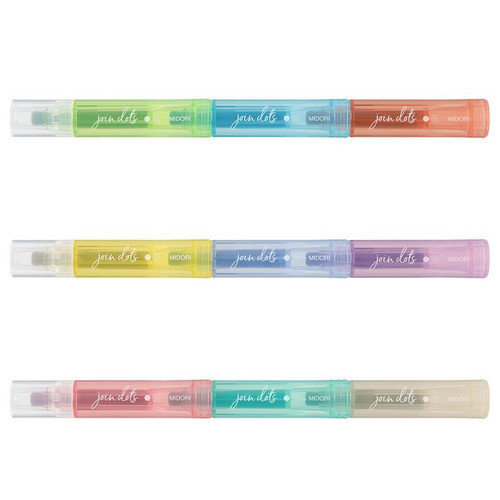 A pack of Midori Connecting Pen Join Dots 3-Pack Light Tone.