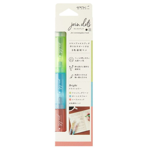 A pack of Midori Connecting Pen Join Dots Bright.