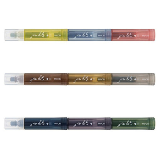 A pack of Midori Connecting Pen Join Dots 3-Pack Grayish Tone.