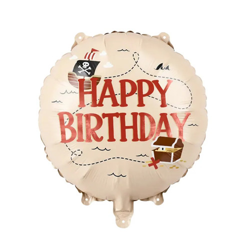 An 18 inch Happy Birthday Pirates Foil Balloon, manufactured by Partydeco.