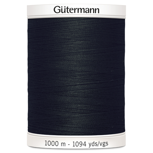 A 1000m spool of Black Sew All Thread, manufactured by Gutermann.