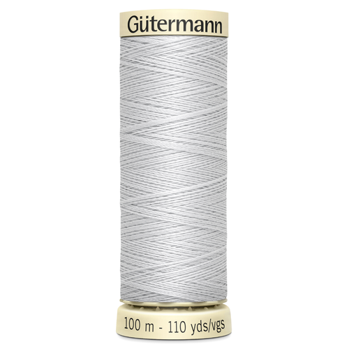 A 100m spool of Silver Sew All Thread, manufactured by Gutermann.