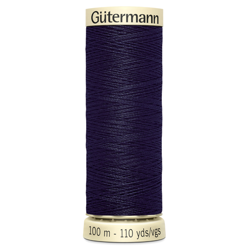 A 100m spool of Dark Midnight Sew All Thread, manufactured by Gutermann.