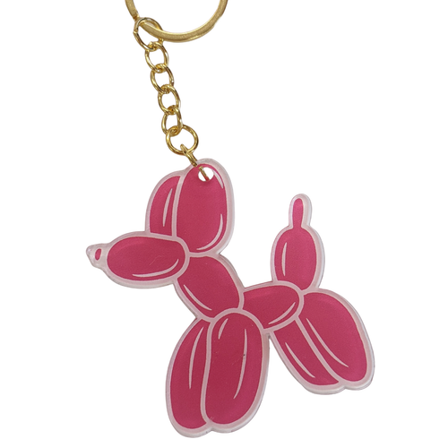 A Pink Balloon Boss Dog Keyring.