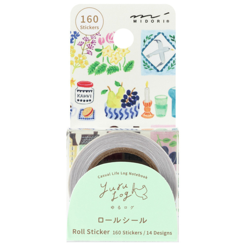 A roll of Stamps Yuru Log stickers, maufactured by Midori.