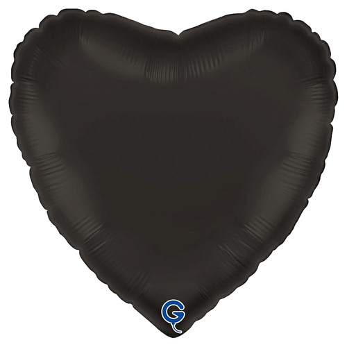 18" Fumè Black Satin Heart Foil Balloon (1) - UNPACKAGED