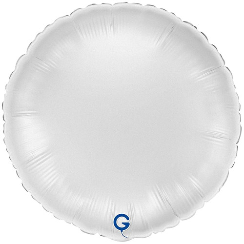 18" White Satin Round Foil Balloon (1) - UNPACKAGED