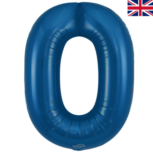 34 inch Metallic Blue Number 0 Foil Balloon (1)