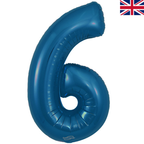34 inch Metallic Blue Number 6 Foil Balloon (1)