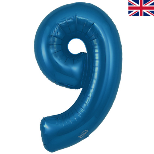 34 inch Metallic Blue Number 9 Foil Balloon (1)