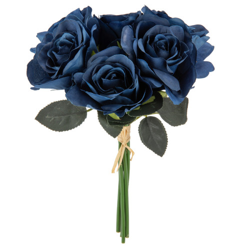 30cm Navy Blue Eugenie Rose Bunch - 6 heads