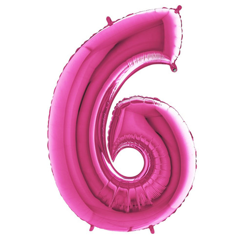 40 inch Fuchsia Number 6 Foil Balloon (1) 40 inch Fuchsia Number 6 Foil Balloon (1)