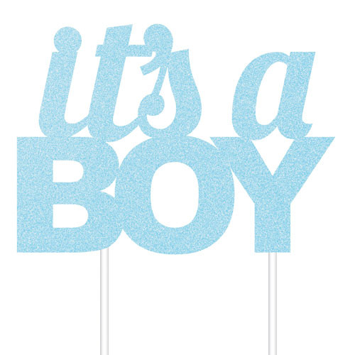 Blue Glitter It's A Boy Cake Topper (1)