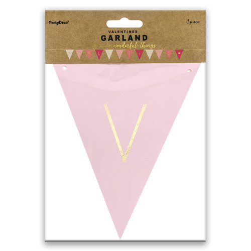 Pink & Gold Valentines Paper Bunting - 2.1m (1)