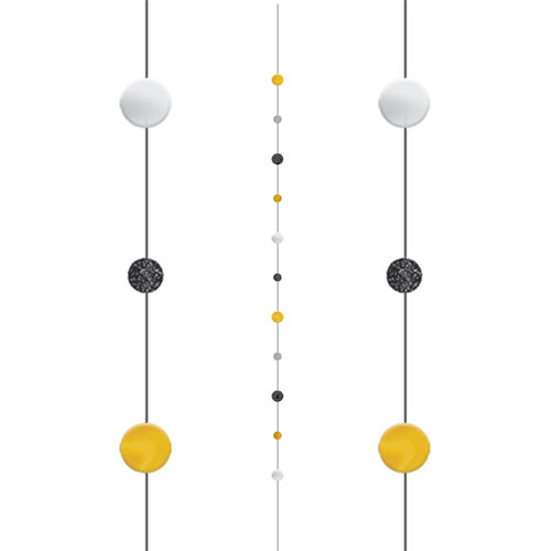 Black, Silver & Gold Circles Balloon Fun String - 1.82m (1)