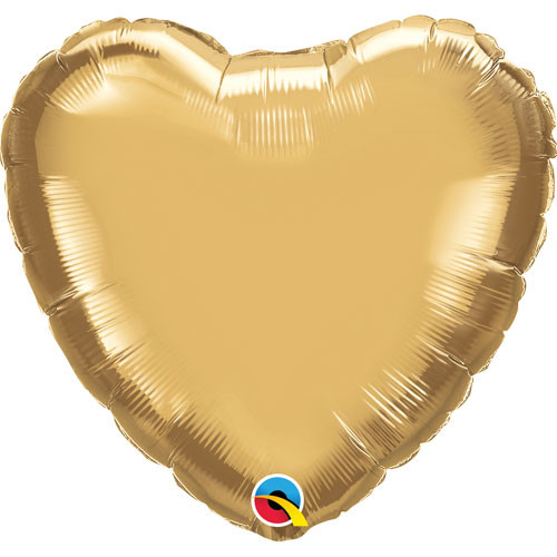 18" Chrome Gold Heart Foil Balloon (1) - UNPACKAGED